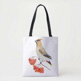 Aquarellwaldvogel wächst tasche