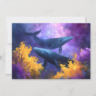 Aquarellwale Abstrakt Ocean Garden Feiertagskarte