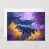 Aquarellwale Abstrakt Ocean Garden Feiertagspostkarte (Vorne/Hinten)
