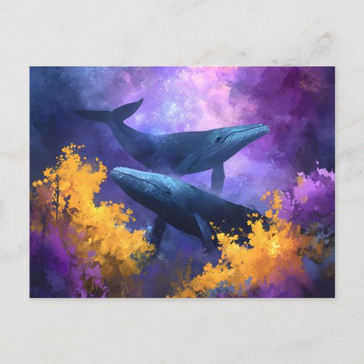 Aquarellwale Abstrakt Ocean Garden Feiertagspostkarte (Vorderseite)