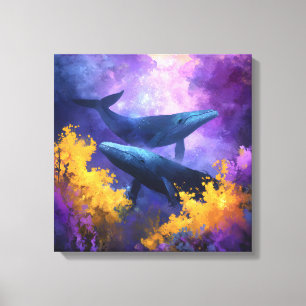 Aquarellwale Abstrakt Ocean Garden Leinwanddruck