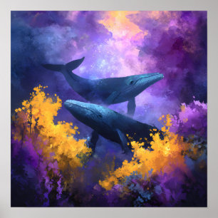 Aquarellwale Abstrakt Ocean Garden Poster