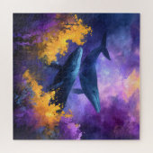 Aquarellwale Abstrakt Ocean Garden Puzzle (Horizontal)