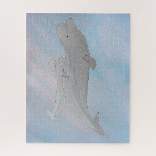 Aquarellwale Mutter Baby Beluga Whales Puzzle (Vertikal)