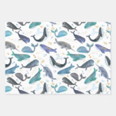Aquarellwale Ozeanfische Goldblau Geschenkpapier Set (Vorderseite 2)