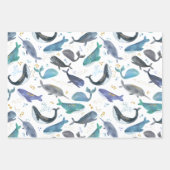 Aquarellwale Ozeanfische Goldblau Geschenkpapier Set (Vorderseite)