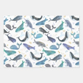 Aquarellwale Ozeanfische Goldblau Geschenkpapier Set (Vorderseite 3)