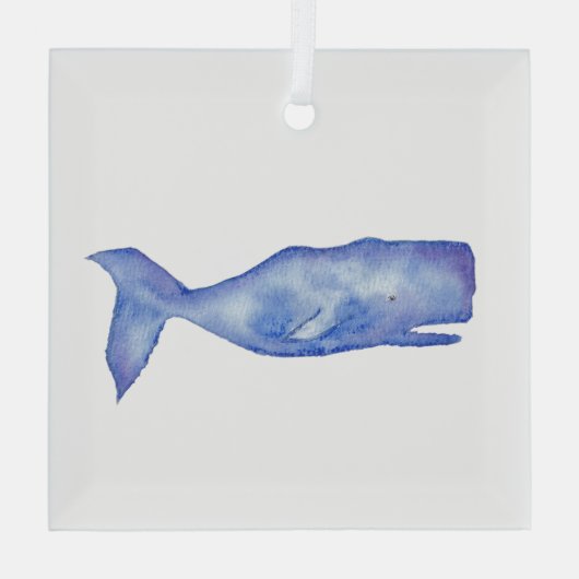Aquarellwale von Charlotte Canzano Ornament Aus Glas (Rückseite)