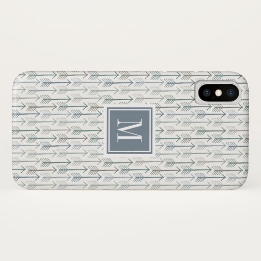 Aquarellwanderlust-Pfeil-Muster des Monogramm-| Case-Mate iPhone Hülle (Rückseite (Horizontal))