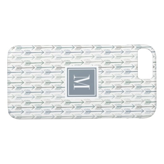 Aquarellwanderlust-Pfeil-Muster des Monogramm-| Case-Mate iPhone Hülle (Rückseite (Horizontal))