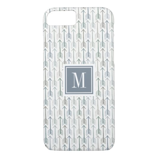 Aquarellwanderlust-Pfeil-Muster des Monogramm-| Case-Mate iPhone Hülle (Rückseite)