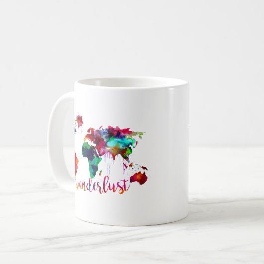 Aquarellwanderlust-Weltkarte Kaffeetasse (Vorderseite Links)