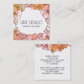 Aquarellwaschblüte Zeichnend Blumengestelle Quadratische Visitenkarte (Vorne/Hinten)