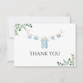 Aquarellwäsche Blue Baby Dusche Dankeskarte (Vorderseite)