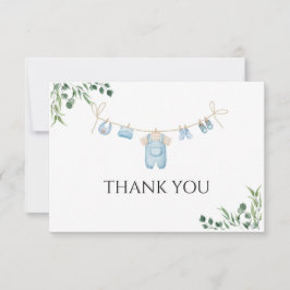 Aquarellwäsche Blue Baby Dusche Dankeskarte