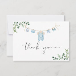 Aquarellwäsche Blue Baby Dusche Dankeskarte