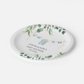 Aquarellwäsche Blue Baby Dusche Pappteller (Schrägansicht)