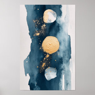 Aquarellwäsche mit kreisförmigen Formen Poster