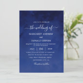 Aquarellwaschwasser Königlich blaue Hochzeitseinla Einladung (Stehend Vorderseite)