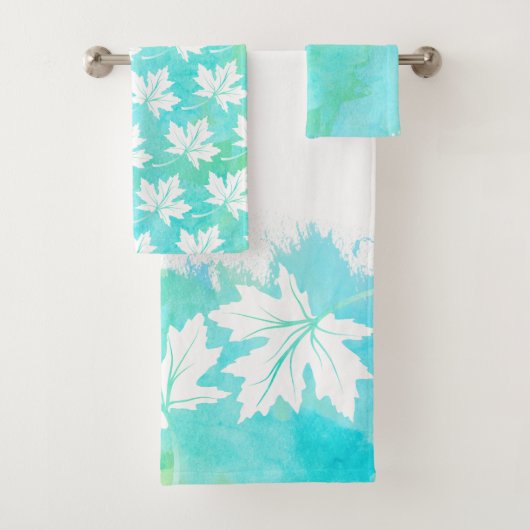 Aquarellwasser-Aquarellwasser und Monogramm Badhandtuch Set (Insitu)