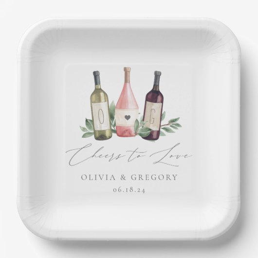 Aquarellwein & Botanischer Beifall für Liebe Pappteller (Vorderseite)