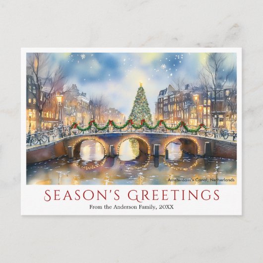 Aquarellwein Weihnachten Amsterdam Niederlande Rei (Vorderseite)