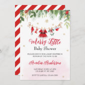 Aquarellwein Weihnachten Frohe kleine Mädchen Baby Einladung (Vorne/Hinten)