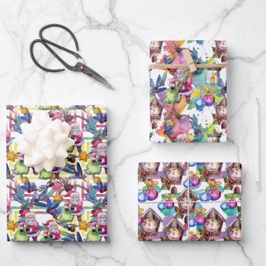 Aquarellwein Weihnachten Geschenkpapier Set (Vorderseite)