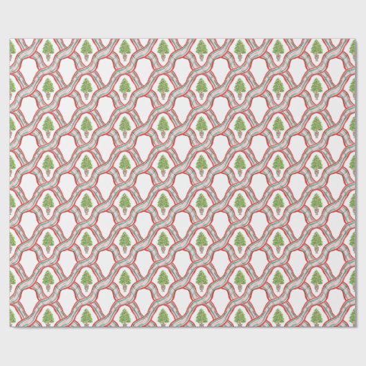 Aquarellwein Weihnachten Karierter Weihnachtsbaum Geschenkpapier (Flach)