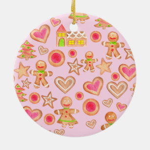 Aquarellwein Weihnachtsgebäck Keramik Ornament