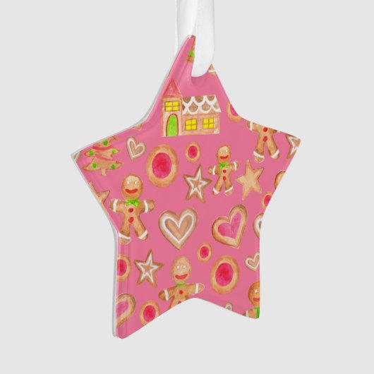 Aquarellwein Weihnachtsgebäck Ornament (Vorderseite)