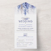 Aquarellweine dunkelblau graue Winterhochzeit UAWG All In One Einladung (Innen Boden)