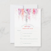 Aquarellweine Korallenorange Rosa grüne Hochzeit RSVP Karte (Rückseite)