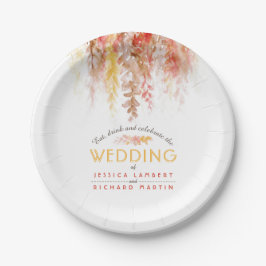 Aquarellweine Orangenbraun Hochzeit im Herbst Pappteller