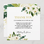 Aquarellweiße Blume Danke Karte (Vorne/Hinten)