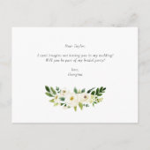 Aquarellweiße Blume werden Sie mein Bridesman sein Einladungspostkarte (Rückseite)