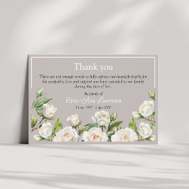 Aquarellweißrosenrahmen Trauerfeier Dankeskarte