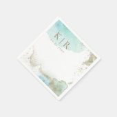 Aquarellwellen Küstenstreifen Papier Serviette (Ecke)