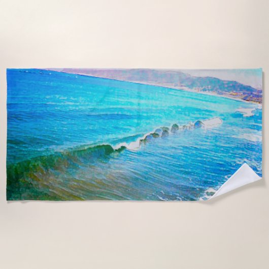 Aquarellwellen Strandtuch (Vorderseite)