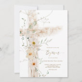 Aquarellwiesen Blume Heiliges Kreuz Taufe Einladung (Vorderseite)