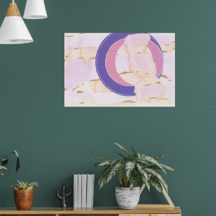 Aquarellwolken in Rosa und Gold, lila Halo Poster