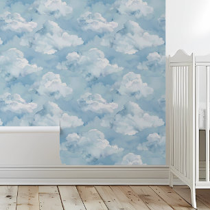 Aquarellwolken Sanftes Blau Tapete