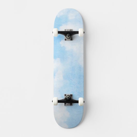 Aquarellwolken und Himmelhintergrund Skateboard (Vorderseite)