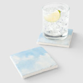 Aquarellwolken und Himmelhintergrund Steinuntersetzer (Seitenansicht)