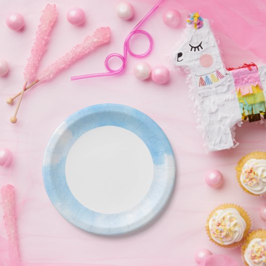 Aquarellwolken und Himmelshintergrund Pappteller (Party)