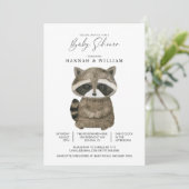 AquarellWoodland Animal Raccoon Babydusche Einladung (Stehend Vorderseite)