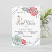 Aquarellwüste Cactus Red Succulents Dots Einladung (Stehend Vorderseite)