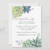 Aquarellwüste Cactus succulents 21. Geburtstag Einladung (Vorderseite)