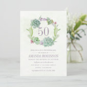 Aquarellwüste Kaktus Sukkulente 50. Geburtstag Einladung (Stehend Vorderseite)