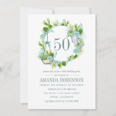 Aquarellwüste Kaktus Sukkulente 50. Geburtstag Einladung (Vorderseite)